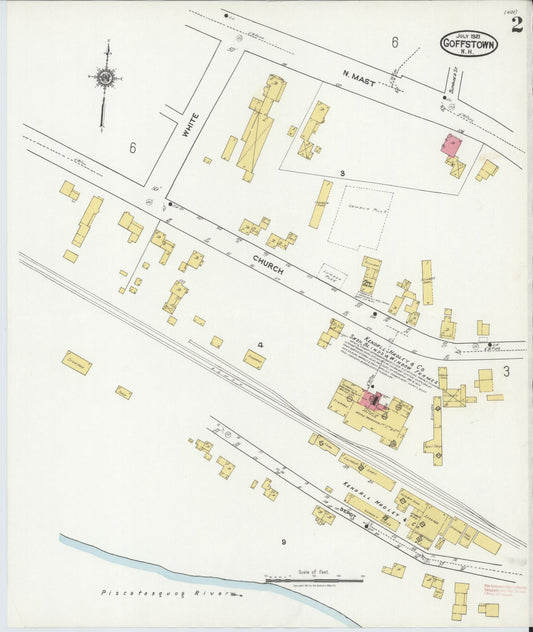 Sanborn Fire Insurance Map from Goffstown, Hillsborough County, New Hampshire (1921), Sheet #0002 - Historic Sanborn Fire Insurance Map Print, vintage old map wall art, antique decor, genealogy gift, New Hampshire New Hampshire map