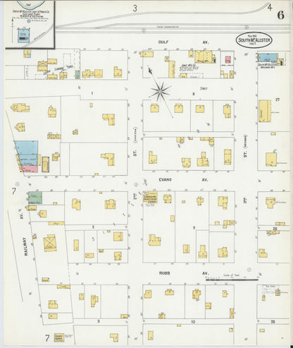 Sanborn Fire Insurance Map from South McAlester, Pittsburg County, Oklahoma (1901), Sheet #0006 - Complete Map Set gallery image, historic Sanborn map, vintage wall art, Oklahoma Oklahoma