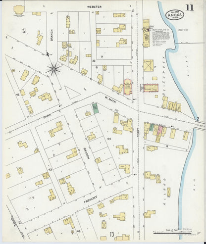 Sanborn Fire Insurance Map from Anoka, Anoka County, Minnesota (1904), Sheet #0011 - Complete Map Set gallery image, historic Sanborn map, vintage wall art, Minnesota Minnesota
