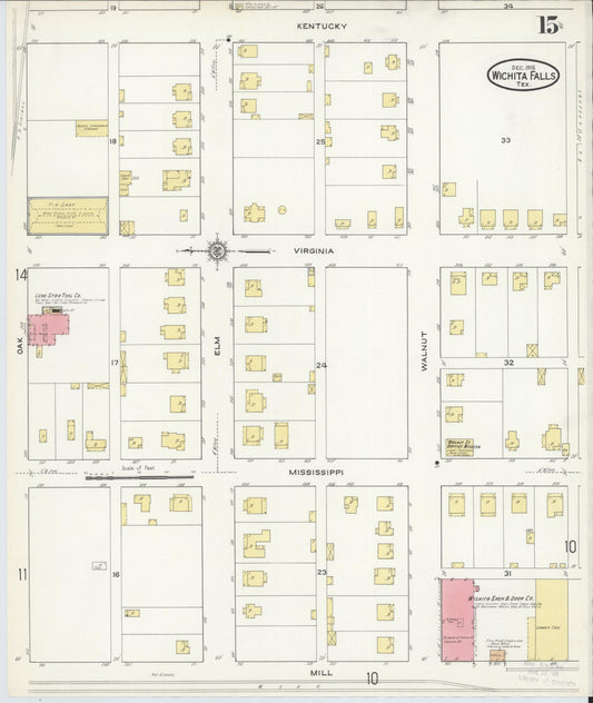 Sanborn Fire Insurance Map from Wichita Falls, Wichita County, Texas (1915), Sheet #0015 - Historic Sanborn Fire Insurance Map Print, vintage old map wall art, antique decor, genealogy gift, Texas Texas map