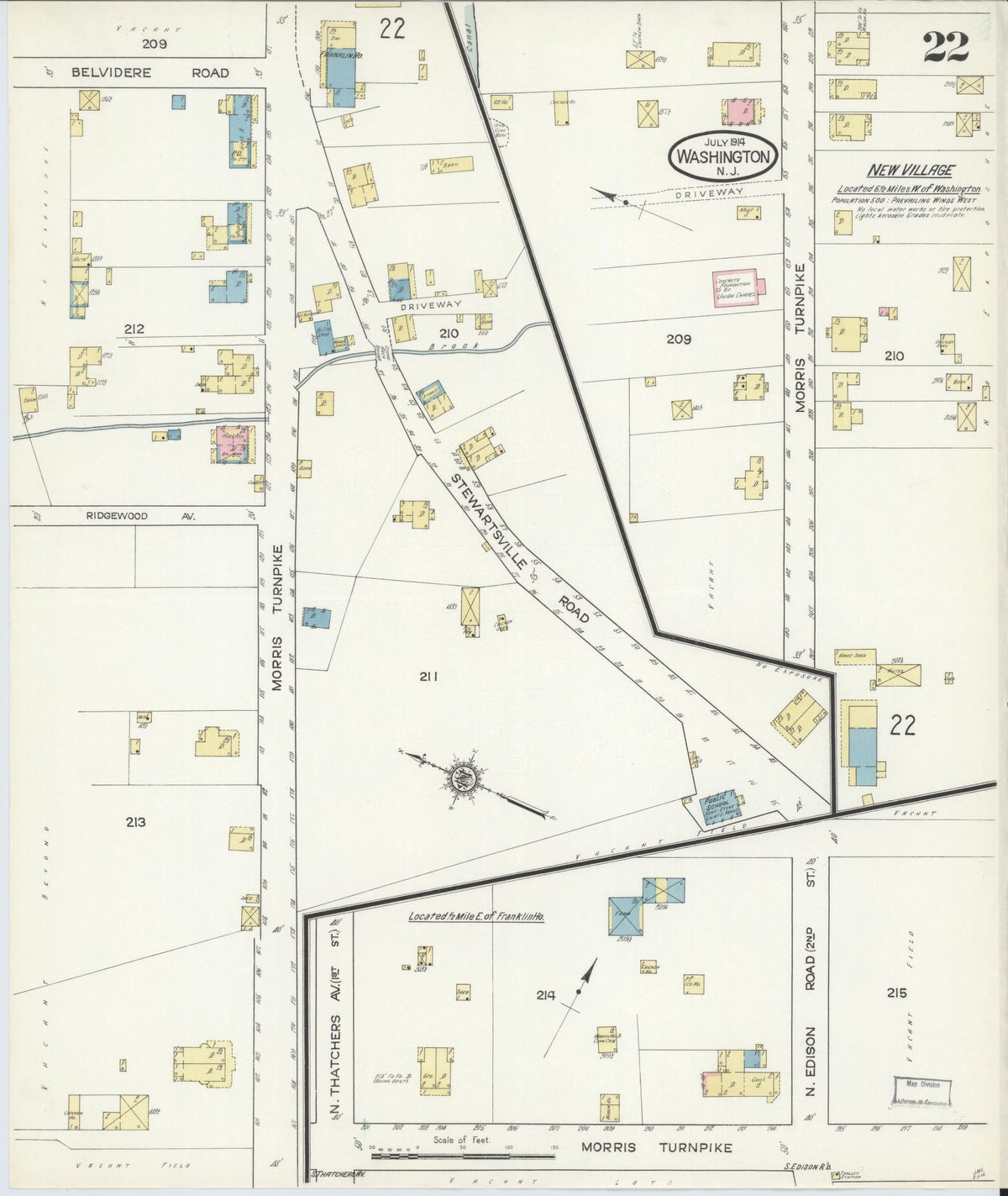 Sanborn Fire Insurance Map from Washington, Warren County, New Jersey (1914), Sheet #0022 - Complete Map Set gallery image, historic Sanborn map, vintage wall art, Washington Washington