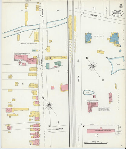 Sanborn Fire Insurance Map from Woodbury, Gloucester County, New Jersey (1902), Sheet #0008 - Historic Sanborn Fire Insurance Map Print, vintage old map wall art, antique decor, genealogy gift, New Jersey New Jersey map