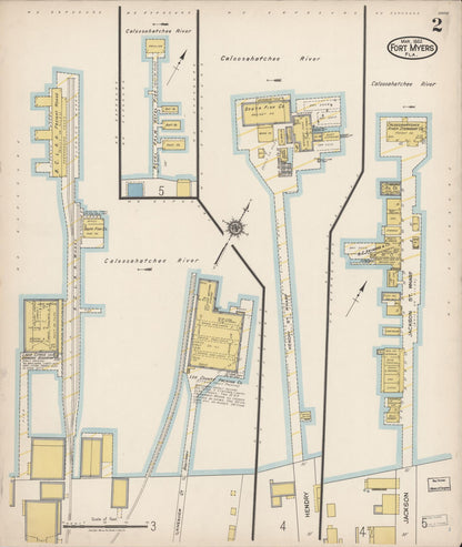 Sanborn Fire Insurance Map from Fort Myers, Lee County, Florida (1922), Sheet #0002 - Complete Map Set gallery image, historic Sanborn map, vintage wall art, Florida Florida