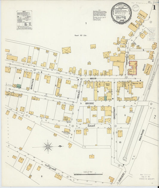 Sanborn Fire Insurance Map from Gallitzin, Cambria County, Pennsylvania (1900), Sheet #0001 - Historic Sanborn Fire Insurance Map Print, vintage old map wall art, antique decor, genealogy gift, Pennsylvania Pennsylvania map