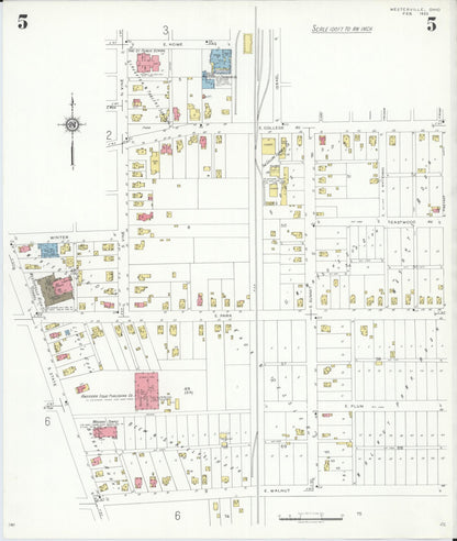 Sanborn Fire Insurance Map from Westerville, Franklin County, Ohio (1933), Sheet #0005 - Complete Map Set gallery image, historic Sanborn map, vintage wall art, Ohio Ohio