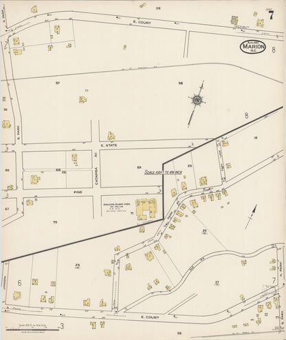Sanborn Fire Insurance Map from Marion, Mcdowell County, North Carolina (1922), Sheet #0007 - Complete Map Set gallery image, historic Sanborn map, vintage wall art, North Carolina North Carolina