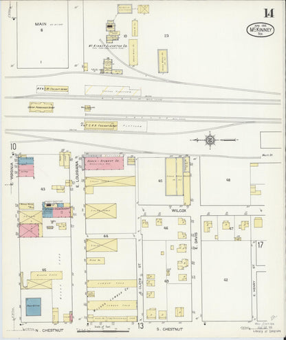 Sanborn Fire Insurance Map from McKinney, Collin County, Texas (1914), Sheet #0014 - Historic Sanborn Fire Insurance Map Print, vintage old map wall art, antique decor, genealogy gift, Texas Texas map