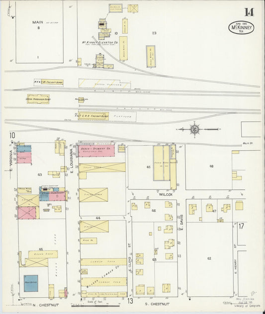 Sanborn Fire Insurance Map from McKinney, Collin County, Texas (1914), Sheet #0014 - Historic Sanborn Fire Insurance Map Print, vintage old map wall art, antique decor, genealogy gift, Texas Texas map