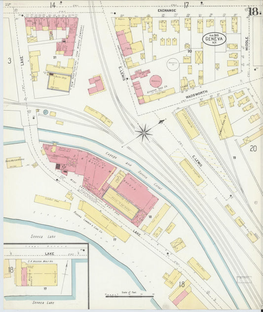 Sanborn Fire Insurance Map from Geneva, Ontario County, New York (1903), Sheet #0018 - Historic Sanborn Fire Insurance Map Print, vintage old map wall art, antique decor, genealogy gift, New York New York map