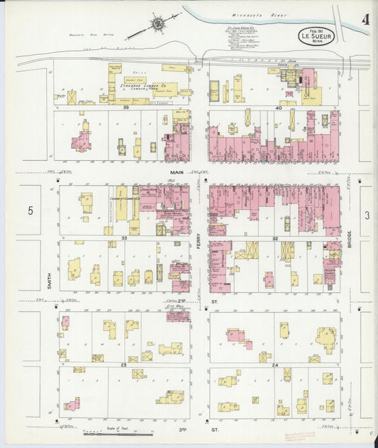 Sanborn Fire Insurance Map from Le Sueur, Le Sueur County, Minnesota (1911), Sheet #0004 - Historic Sanborn Fire Insurance Map Print, vintage old map wall art, antique decor, genealogy gift, Minnesota Minnesota map