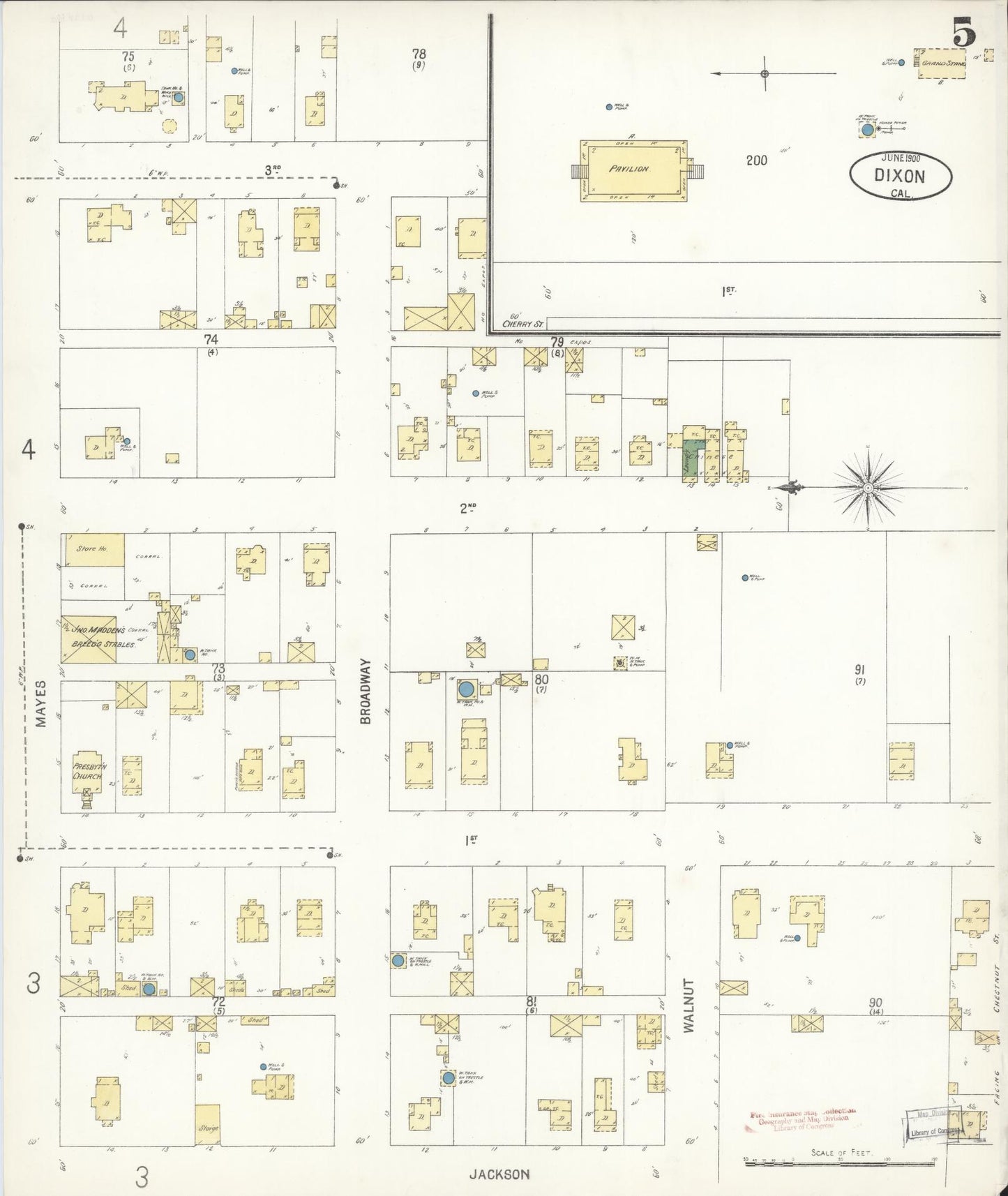 Sanborn Fire Insurance Map from Dixon, Solano County, California (1900), Sheet #0005 - Historic Sanborn Fire Insurance Map Print, vintage old map wall art, antique decor, genealogy gift, California California map