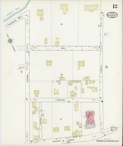 Sanborn Fire Insurance Map from Nahant, Essex County, Massachusetts (1914), Sheet #0012 - Historic Sanborn Fire Insurance Map Print, vintage old map wall art, antique decor, genealogy gift, Massachusetts Massachusetts map