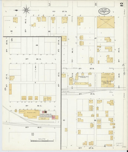 Sanborn Fire Insurance Map from Cordele, Crisp County, Georgia (1908), Sheet #0002 - Complete Map Set gallery image, historic Sanborn map, vintage wall art, Georgia Georgia