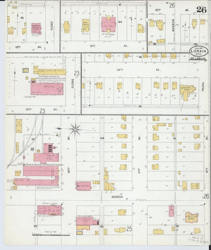 Sanborn Fire Insurance Map from Lorain, Lorain County, Ohio (1905), Sheet #0026 - Complete Map Set gallery image, historic Sanborn map, vintage wall art, Ohio Ohio