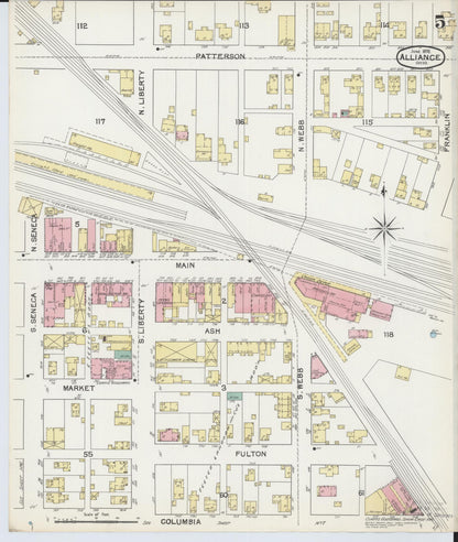 Sanborn Fire Insurance Map from Alliance, Stark County, Ohio (1892), Sheet #0005 - Complete Map Set gallery image, historic Sanborn map, vintage wall art, Ohio Ohio