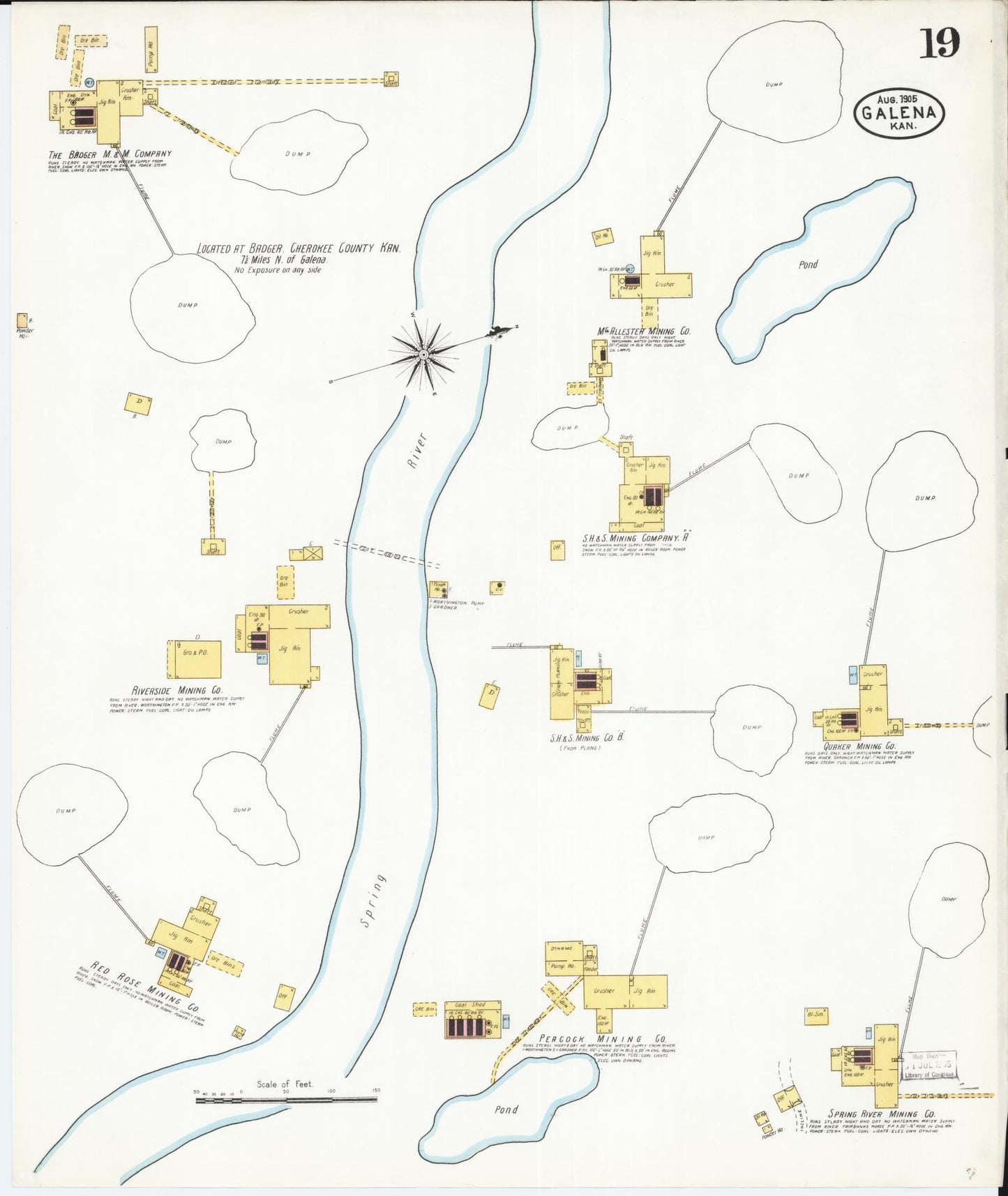 Sanborn Fire Insurance Map from Galena, Cherokee County, Kansas (1905), Sheet #0019 - Complete Map Set gallery image, historic Sanborn map, vintage wall art, Kansas Kansas