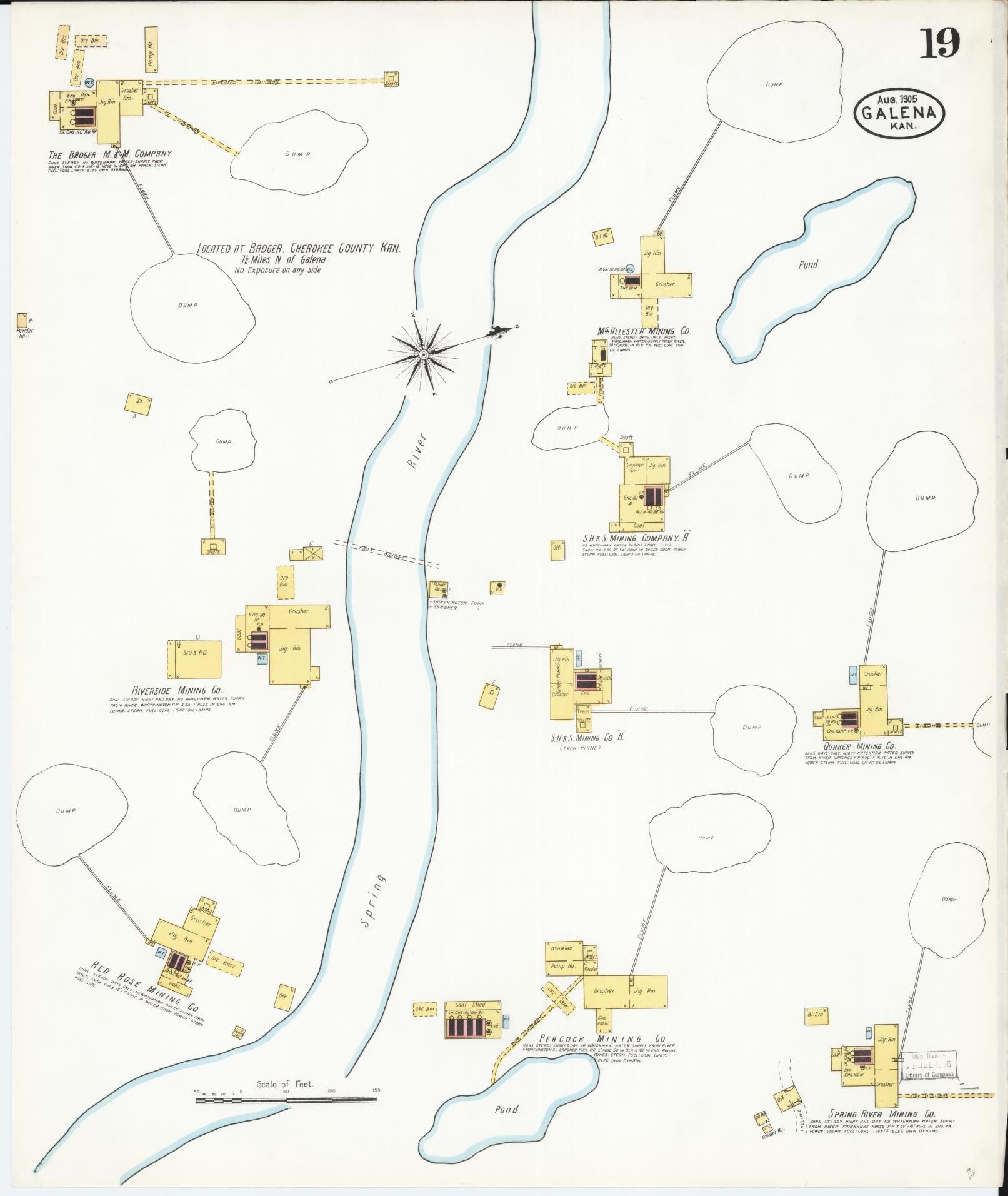 Sanborn Fire Insurance Map from Galena, Cherokee County, Kansas (1905), Sheet #0019 - Complete Map Set gallery image, historic Sanborn map, vintage wall art, Kansas Kansas