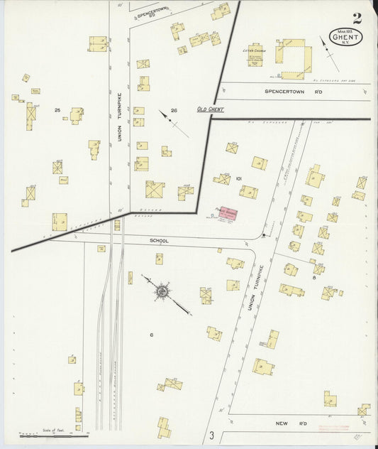 Sanborn Fire Insurance Map from Ghent, Columbia County, New York (1913), Sheet #0002 - Historic Sanborn Fire Insurance Map Print, vintage old map wall art, antique decor, genealogy gift, New York New York map