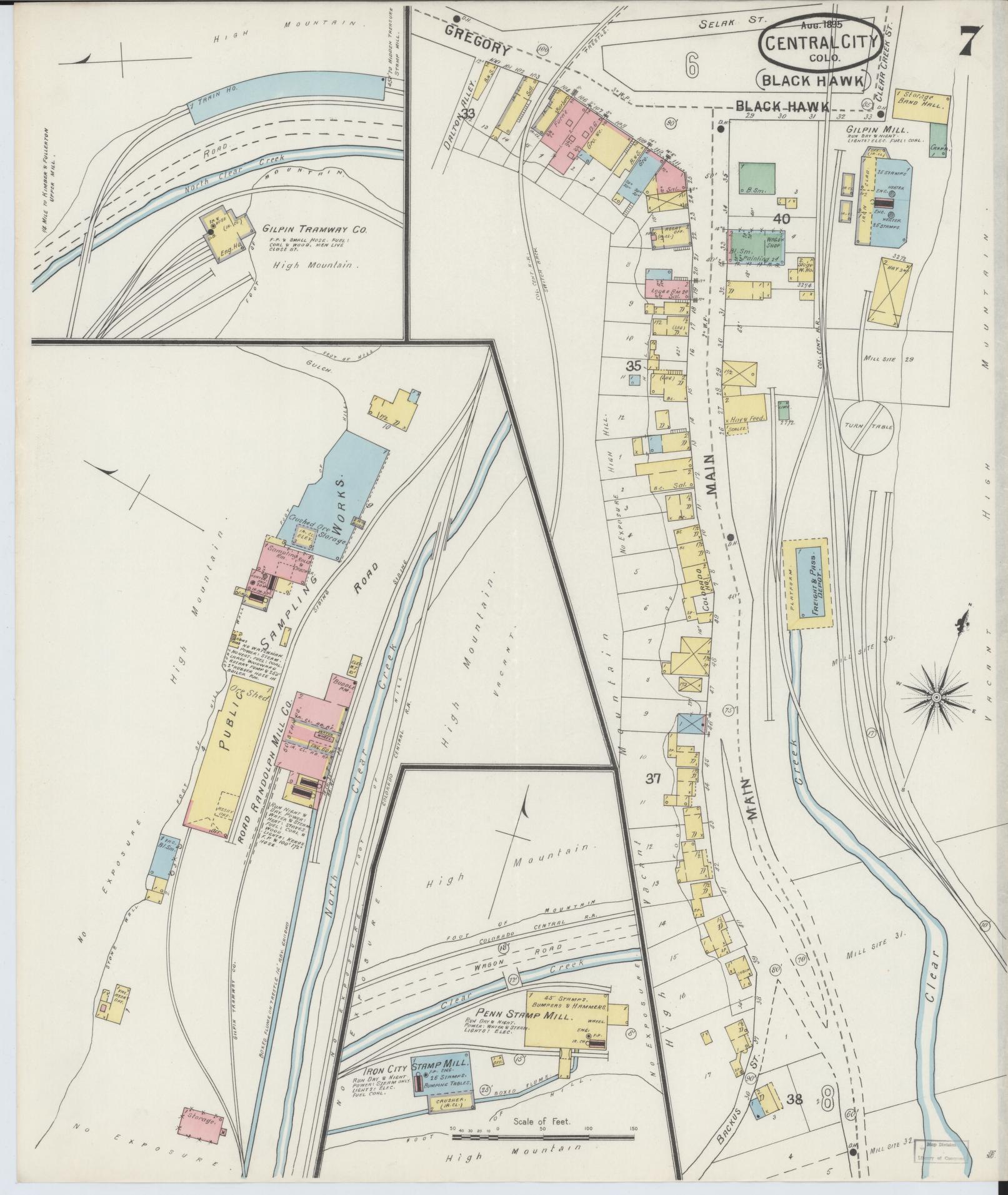 Sanborn Fire Insurance Map from Central City, Gilpin County, Colorado (1895), Sheet #0007 - Historic Sanborn Fire Insurance Map Print, vintage old map wall art, antique decor, genealogy gift, Colorado Colorado map