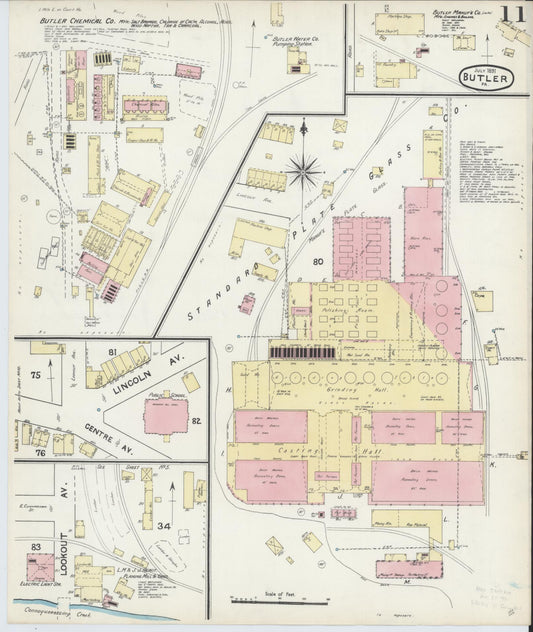 Sanborn Fire Insurance Map from Butler, Butler County, Pennsylvania (1891), Sheet #0011 - Historic Sanborn Fire Insurance Map Print, vintage old map wall art, antique decor, genealogy gift, Pennsylvania Pennsylvania map