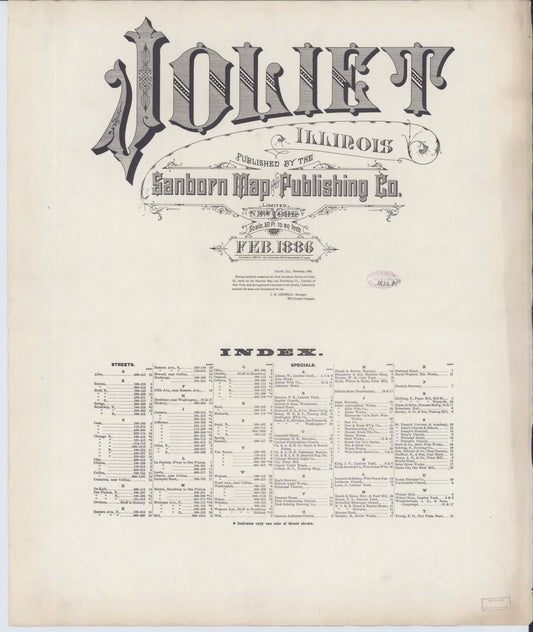 Sanborn Fire Insurance Map from Joliet, Will County, Illinois (1886), Sheet #0001 - Historic Sanborn Fire Insurance Map Print, vintage old map wall art, antique decor, genealogy gift, Illinois Illinois map