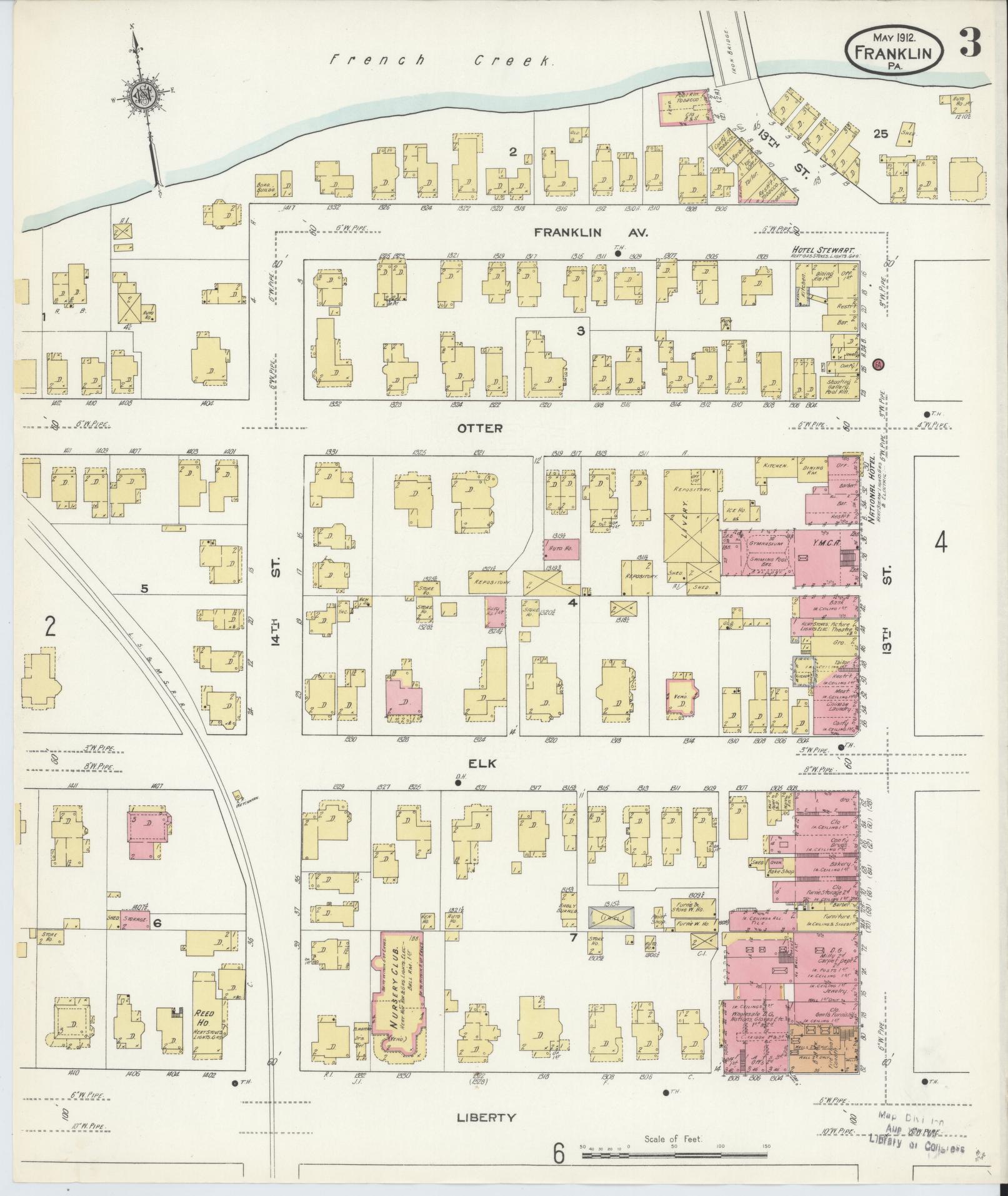Sanborn Fire Insurance Map from Franklin, Venango County, Pennsylvania (1912), Sheet #0003 - Complete Map Set gallery image, historic Sanborn map, vintage wall art, Pennsylvania Pennsylvania