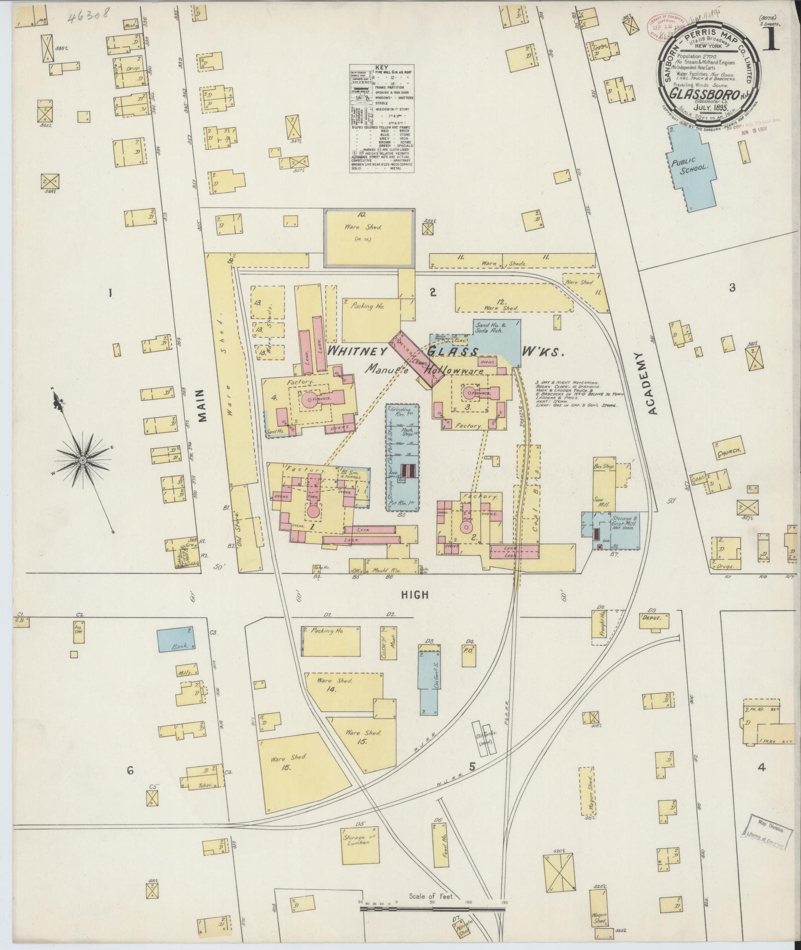 Sanborn Fire Insurance Map from Glassboro, Gloucester County, New Jersey. (1895) – Historic Sanborn Fire Insurance Map Print
