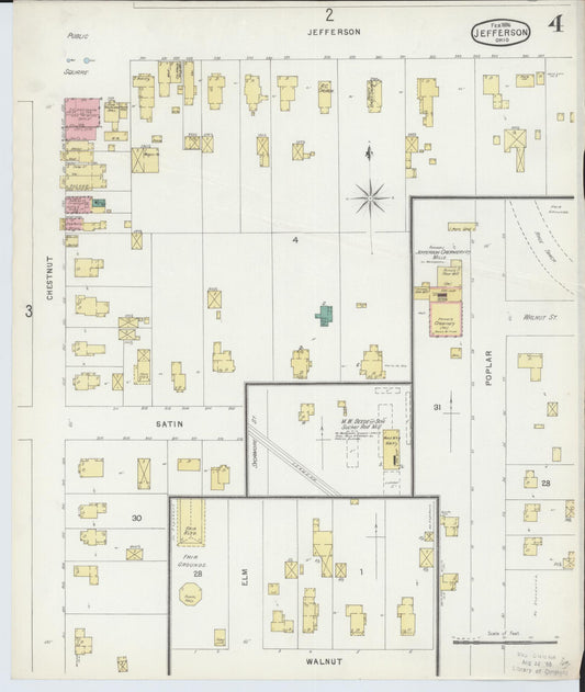 Sanborn Fire Insurance Map from Jefferson, Ashtabula County, Ohio (1896), Sheet #0004 - Historic Sanborn Fire Insurance Map Print, vintage old map wall art, antique decor, genealogy gift, Ohio Ohio map