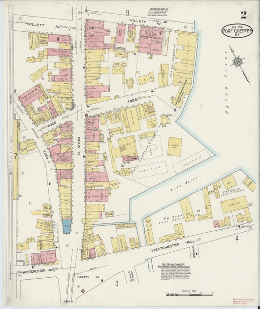 Sanborn Fire Insurance Map from Port Chester, Westchester County, New York (1915), Sheet #0001 - Historic Sanborn Fire Insurance Map Print, vintage old map wall art, antique decor, genealogy gift, New York New York map
