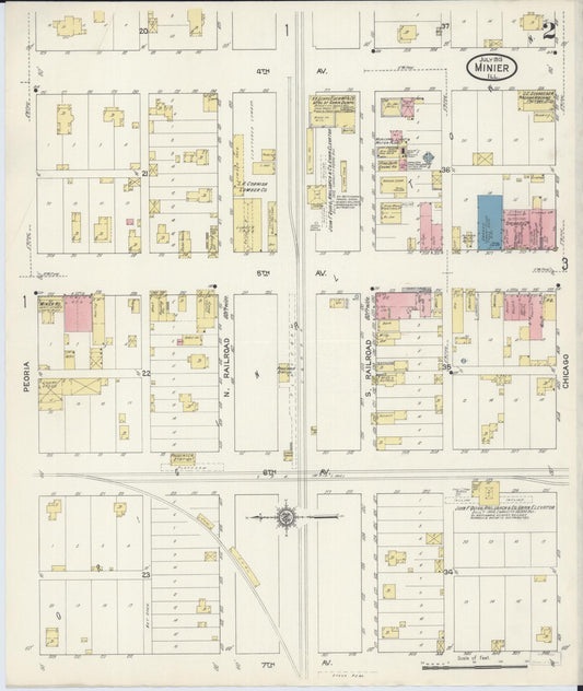 Sanborn Fire Insurance Map from Minier, Tazewell County, Illinois (1913), Sheet #0002 - Historic Sanborn Fire Insurance Map Print, vintage old map wall art, antique decor, genealogy gift, Illinois Illinois map