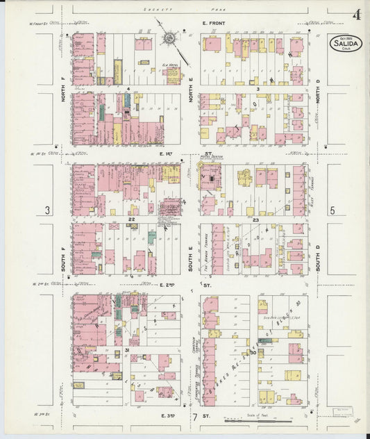 Sanborn Fire Insurance Map from Salida, Chaffee County, Colorado (1909), Sheet #0004 - Historic Sanborn Fire Insurance Map Print, vintage old map wall art, antique decor, genealogy gift, Colorado Colorado map