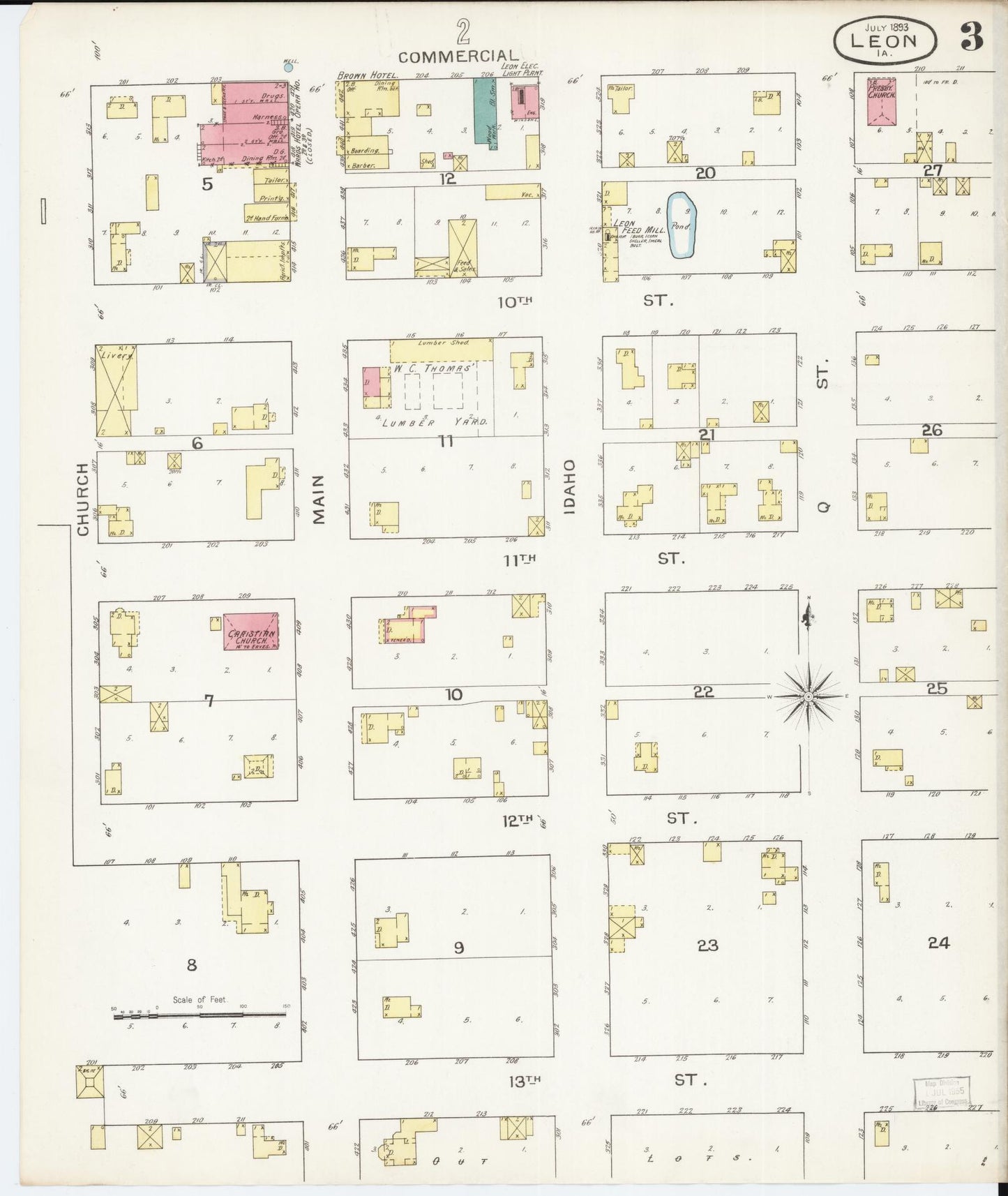 Sanborn Fire Insurance Map from Leon, Decatur County, Iowa (1893), Sheet #0003 - Historic Sanborn Fire Insurance Map Print