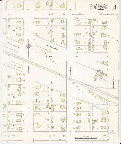 Sanborn Fire Insurance Map from Storm Lake, Buena Vista County, Iowa (1914), Sheet #0004 - Historic Sanborn Fire Insurance Map Print, vintage old map wall art