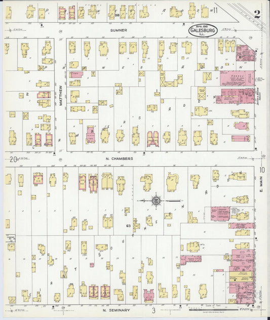 Sanborn Fire Insurance Map from Galesburg, Knox County, Illinois (1918), Sheet #0002 - Historic Sanborn Fire Insurance Map Print, vintage old map wall art, antique decor, genealogy gift, Illinois Illinois map