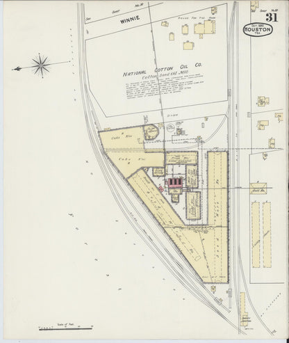 Sanborn Fire Insurance Map from Houston, Harris County, Texas (1890), Sheet #0031 - Historic Sanborn Fire Insurance Map Print, vintage old map wall art, antique decor, genealogy gift, Texas Texas map