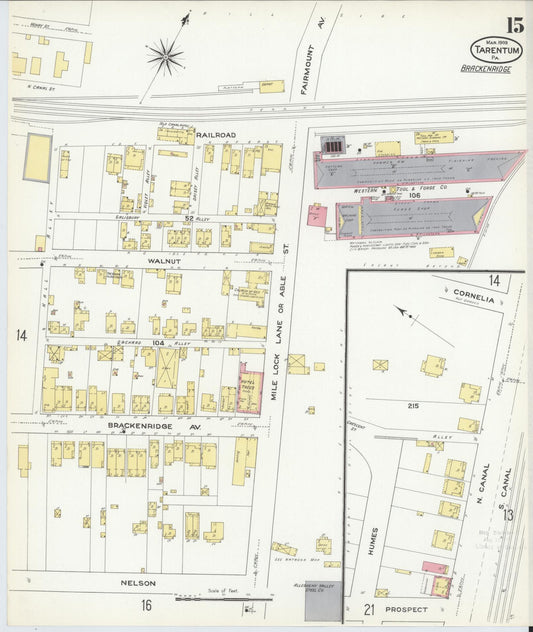 Sanborn Fire Insurance Map from Tarentum, Allegheny County, Pennsylvania (1909), Sheet #0015 - Historic Sanborn Fire Insurance Map Print, vintage old map wall art, antique decor, genealogy gift, Pennsylvania Pennsylvania map