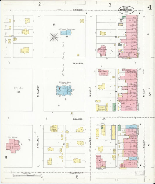 Sanborn Fire Insurance Map from Mcpherson, Mcpherson County, Kansas (1901), Sheet #0004 - Historic Sanborn Fire Insurance Map Print, vintage old map wall art, antique decor, genealogy gift, Kansas Kansas map