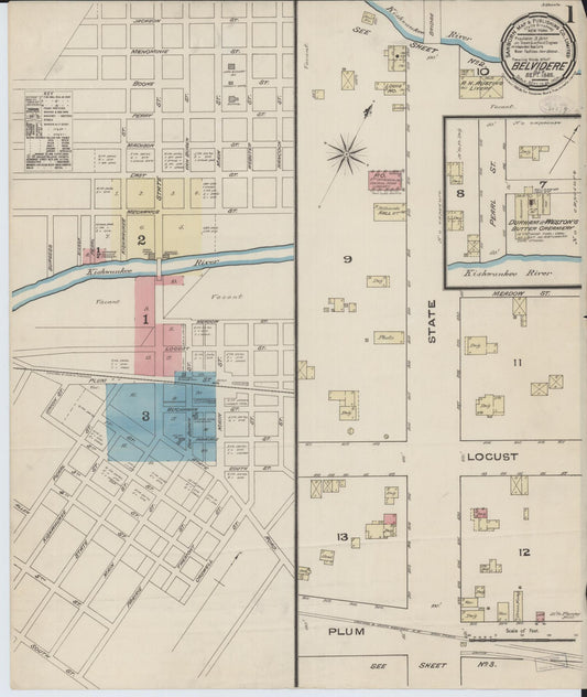 Sanborn Fire Insurance Map from Belvidere, Boone County, Illinois (1885), Sheet #0001 - Historic Sanborn Fire Insurance Map Print, vintage old map wall art, antique decor, genealogy gift, Illinois Illinois map