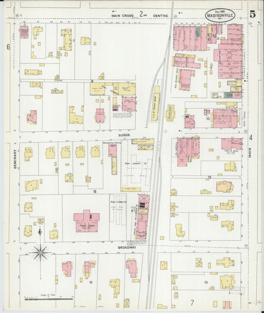 Sanborn Fire Insurance Map from Madisonville, Hopkins County, Kentucky (1906), Sheet #0005 - Historic Sanborn Fire Insurance Map Print, vintage old map wall art, antique decor, genealogy gift, Kentucky Kentucky map