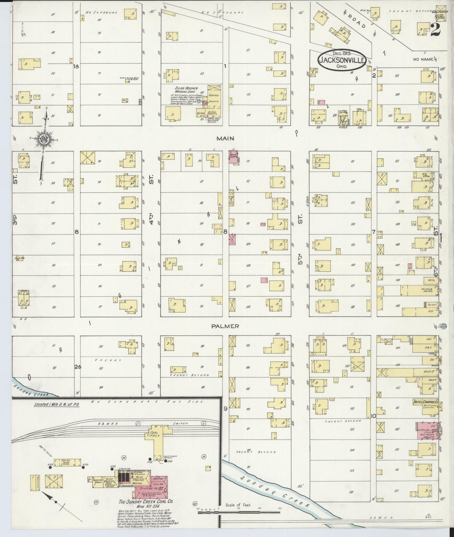 Sanborn Fire Insurance Map from Jacksonville, Athens County, Ohio (1913), Sheet #0002 - Historic Sanborn Fire Insurance Map Print, vintage old map wall art, antique decor, genealogy gift, Ohio Ohio map