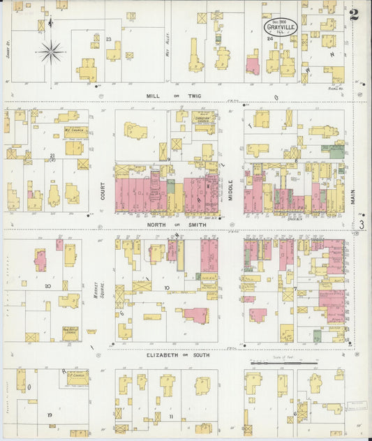 Sanborn Fire Insurance Map from Grayville, White And Edwards Counties, Illinois (1900), Sheet #0002 - Historic Sanborn Fire Insurance Map Print, vintage old map wall art, antique decor, genealogy gift, Illinois Illinois map