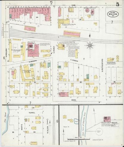 Sanborn Fire Insurance Map from Macon, Macon County, Missouri (1902), Sheet #0005 - Historic Sanborn Fire Insurance Map Print, vintage old map wall art, antique decor, genealogy gift, Missouri Missouri map