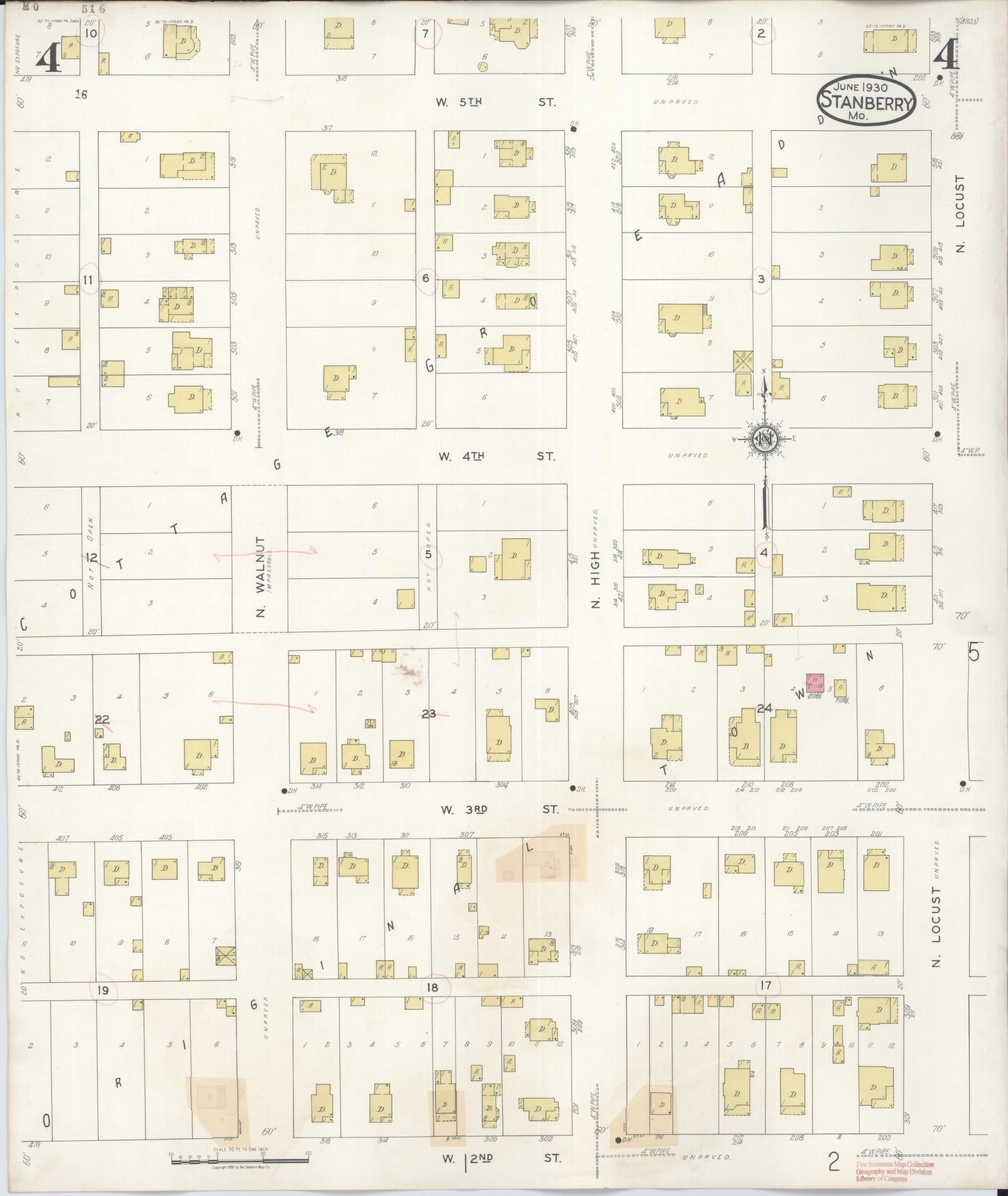 Sanborn Fire Insurance Map from Stanberry, Gentry County, Missouri (1940), Sheet #0004 - Complete Map Set gallery image, historic Sanborn map, vintage wall art, Missouri Missouri