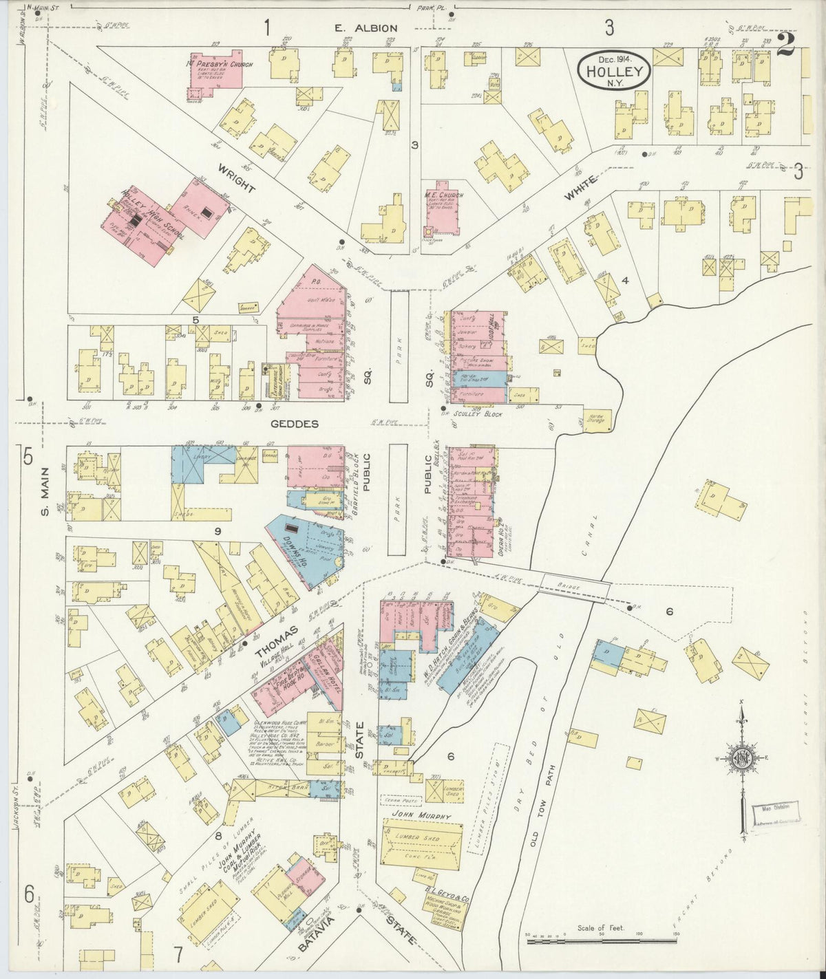 Sanborn Fire Insurance Map from Holley, Orleans County, New York (1914), Sheet #0002 - Complete Map Set gallery image, historic Sanborn map, vintage wall art, New York New York