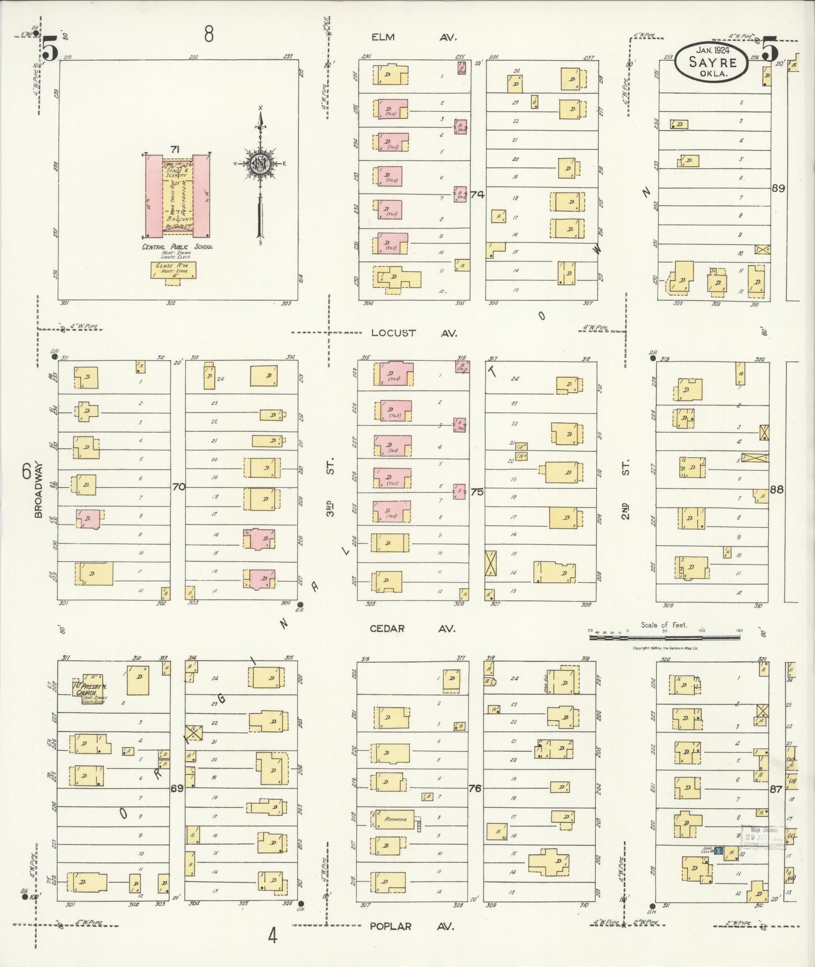 Sanborn Fire Insurance Map from Sayre, Beckham County, Oklahoma (1924), Sheet #0005 - Complete Map Set gallery image, historic Sanborn map, vintage wall art, Oklahoma Oklahoma