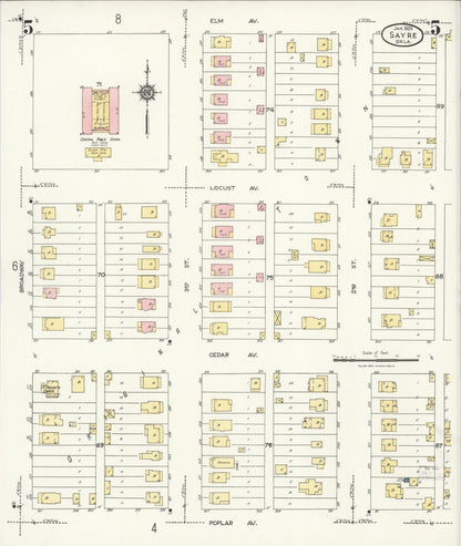 Sanborn Fire Insurance Map from Sayre, Beckham County, Oklahoma (1924), Sheet #0005 - Complete Map Set gallery image, historic Sanborn map, vintage wall art, Oklahoma Oklahoma