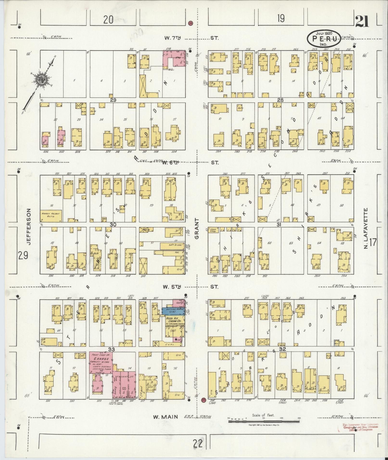 Sanborn Fire Insurance Map from Peru, Miami County, Indiana (1920), Sheet #0021 - Complete Map Set gallery image, historic Sanborn map, vintage wall art, Indiana Indiana