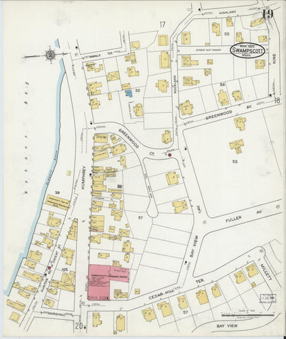 Sanborn Fire Insurance Map from Swampscott, Essex County, Massachusetts (1920), Sheet #0019 - Historic Sanborn Fire Insurance Map Print, vintage old map wall art, antique decor, genealogy gift, Massachusetts Massachusetts map