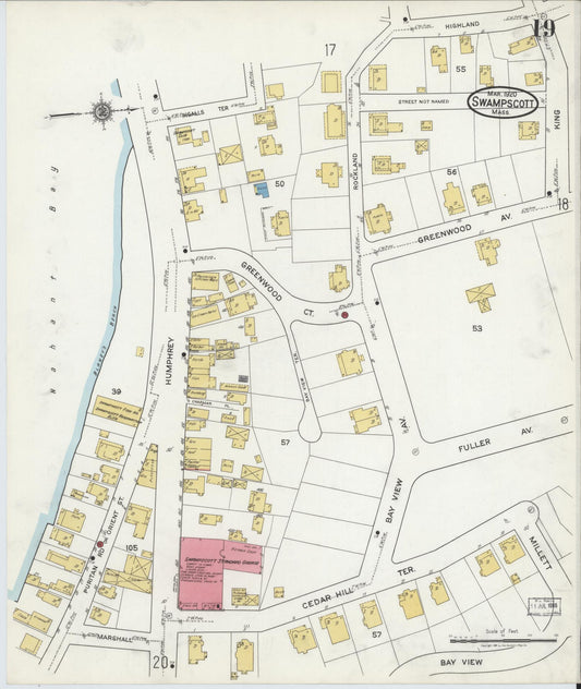 Sanborn Fire Insurance Map from Swampscott, Essex County, Massachusetts (1920), Sheet #0019 - Historic Sanborn Fire Insurance Map Print, vintage old map wall art, antique decor, genealogy gift, Massachusetts Massachusetts map