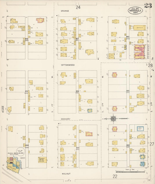 Sanborn Fire Insurance Map from Missoula, Missoula County, Montana (1912), Sheet #0023 - Historic Sanborn Fire Insurance Map Print, vintage old map wall art, antique decor, genealogy gift, Montana Montana map